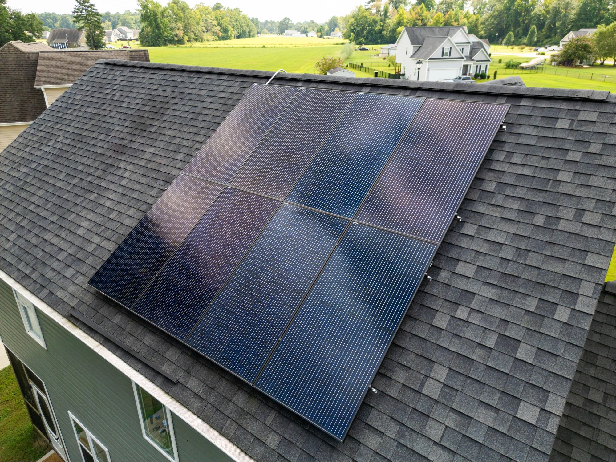 Solar powered home close up